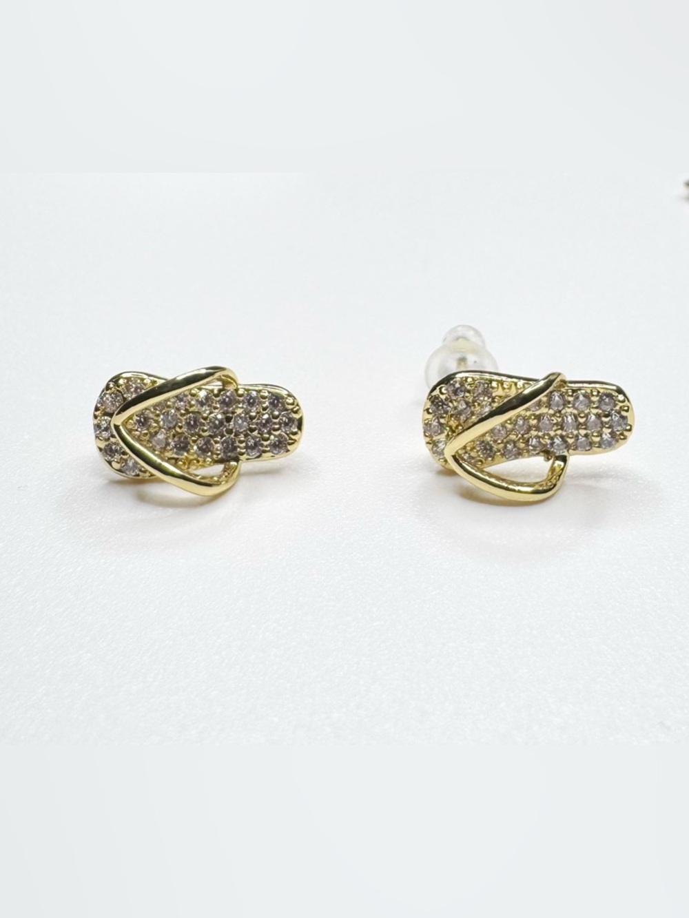 14KGP Crystal Flip Flop Stud Earrings